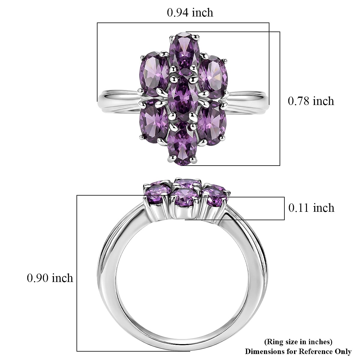 EverTrue Simulated Amethyst Color Diamond 4.60 ctw Ring in Stainless Steel (Size 6.0)