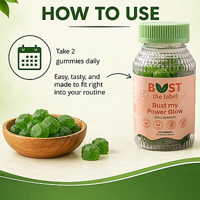 Bust My Power Glow D3K2 Dietary Supplement (60 Gummies) Made in US
