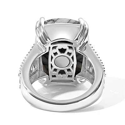 EverTrue Austrian Pinolith 15.20 ctw Solitaire Ring in Platinum Over Copper (Size 6.0)