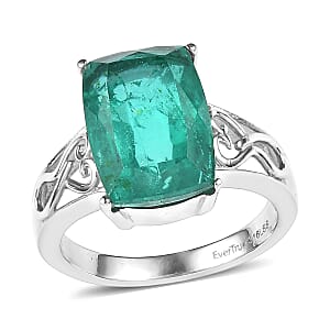 EverTrue Emeraldine Quartz (Triplet) 7.70 ctw Ring in Stainless Steel (Size 6.0)