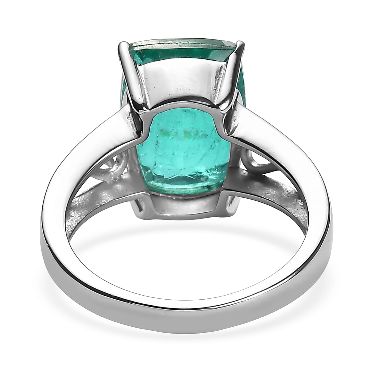 EverTrue Emeraldine Quartz (Triplet) 7.70 ctw Ring in Stainless Steel (Size 6.0)