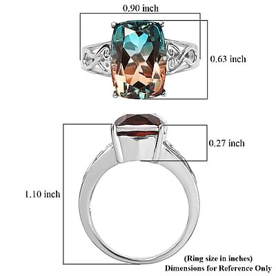EverTrue Aqua Terra Costa Quartz (Triplet) 7.60 ctw Ring in Stainless Steel (Size 6.0)