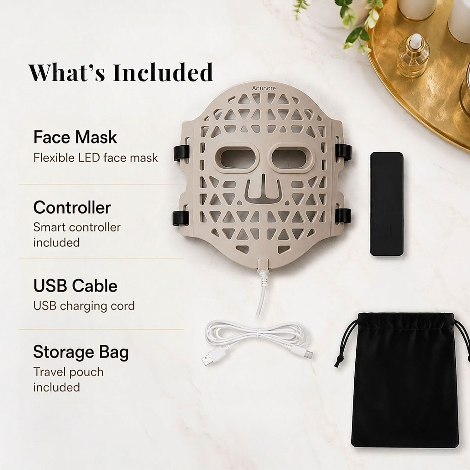 Numiere Feather Glow LED Face Mask with Remote & Travel Pouch (Manufacturer Warranty)