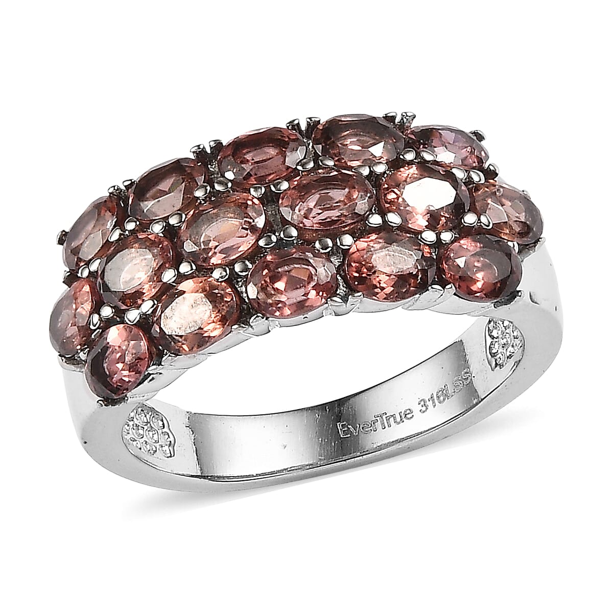 EverTrue Simulated Rhodolite Garnet Color Diamond 4.10 ctw Ring in Stainless Steel (Size 9.0)
