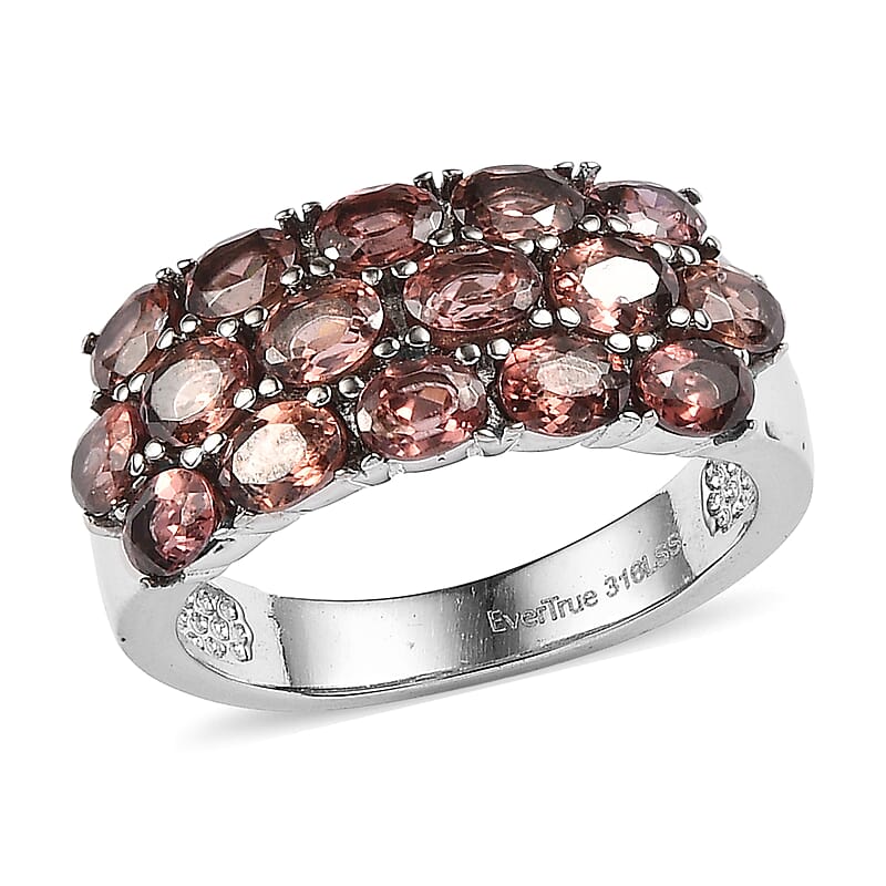 EverTrue Simulated Rhodolite Garnet Color Diamond 4.10 ctw Ring in Stainless Steel (Size 9.0)