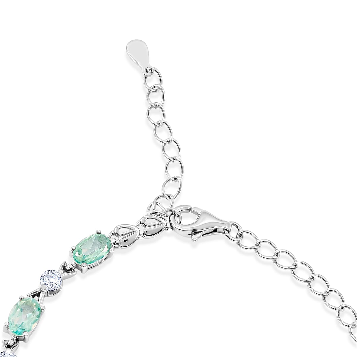 Green Quartz and White Corundum 4.40 ctw Bracelet in Rhodium Over Sterling Silver (6.5-7.5In) image number 4