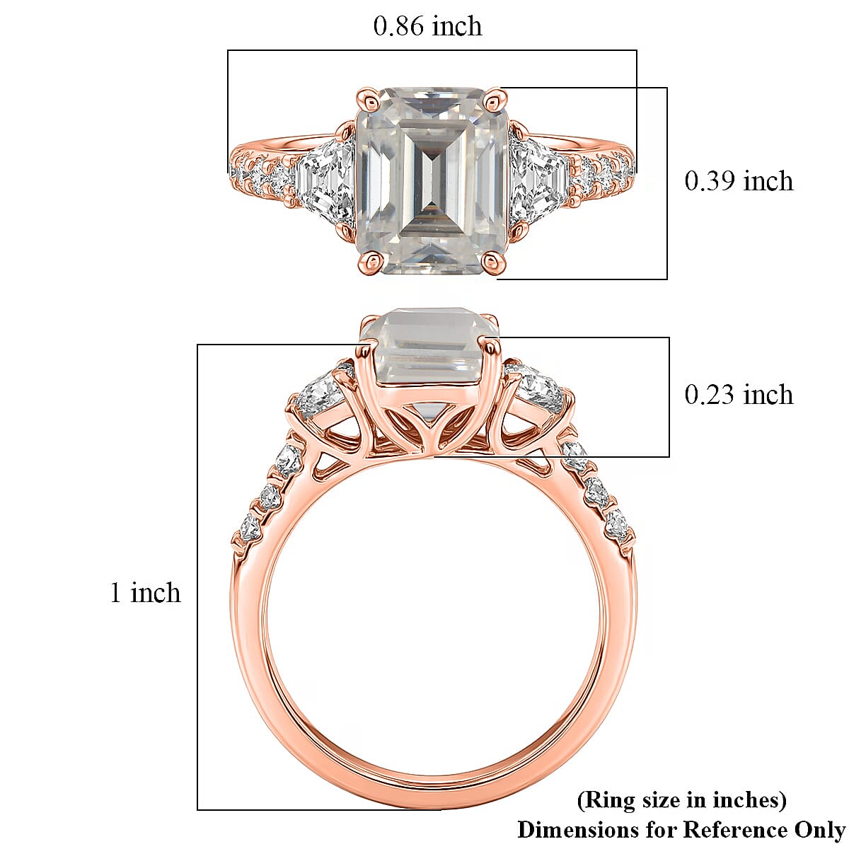 D'Joy Moissanite 2.85 ctw Ring in 18K Vermeil Rose Gold Over Sterling Silver (Size 10.0) image number 5