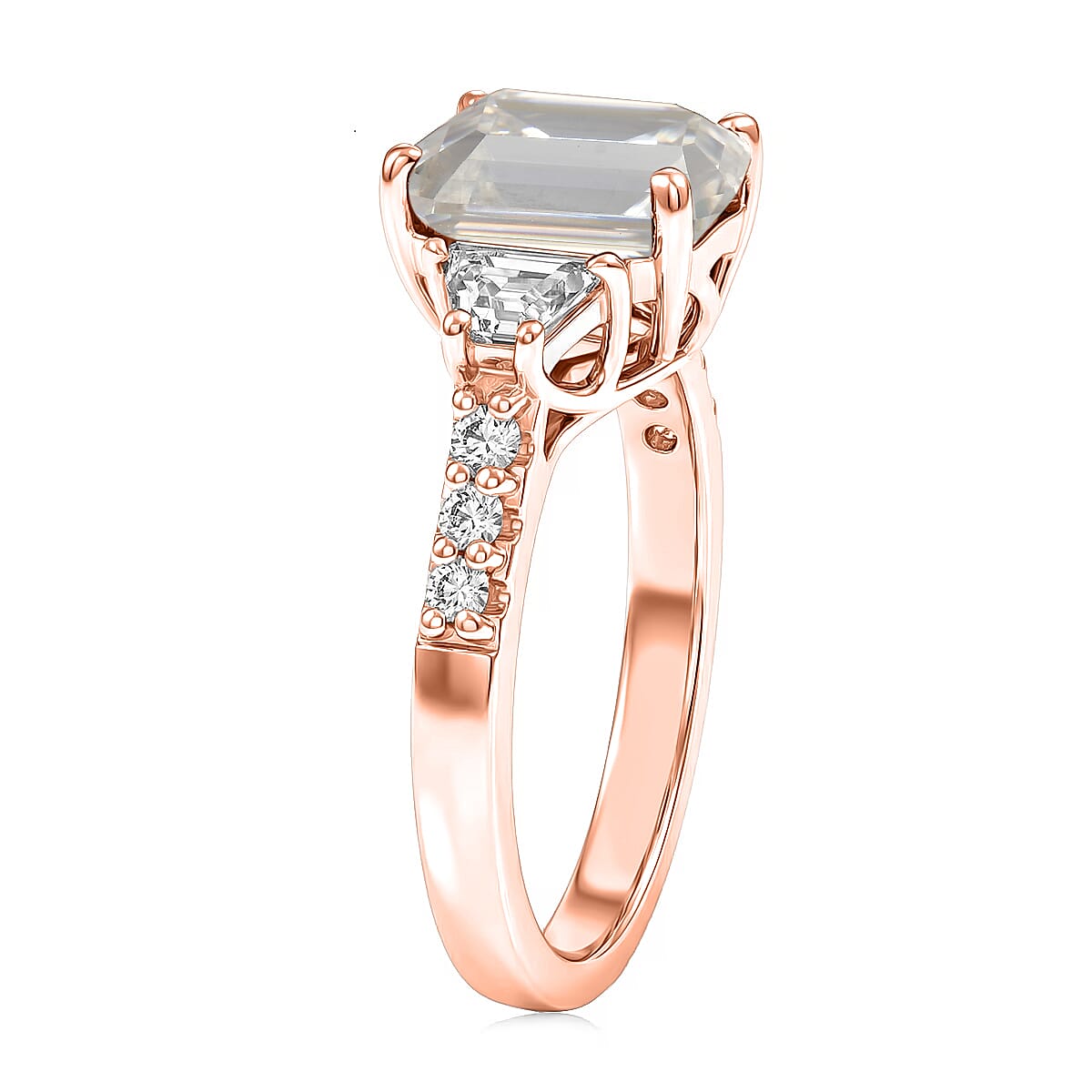D'Joy Moissanite 2.85 ctw Ring in 18K Vermeil Rose Gold Over Sterling Silver (Size 10.5) image number 3