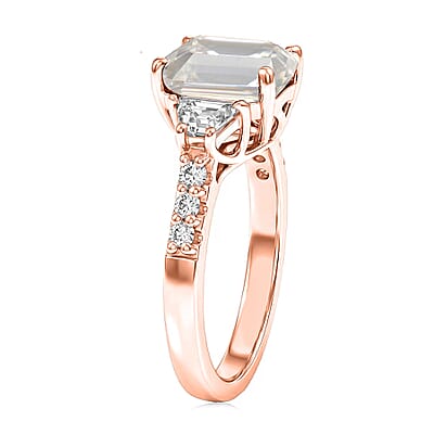 D'Joy Moissanite 2.85 ctw Ring in 18K Vermeil Rose Gold Over Sterling Silver (Size 4.0)