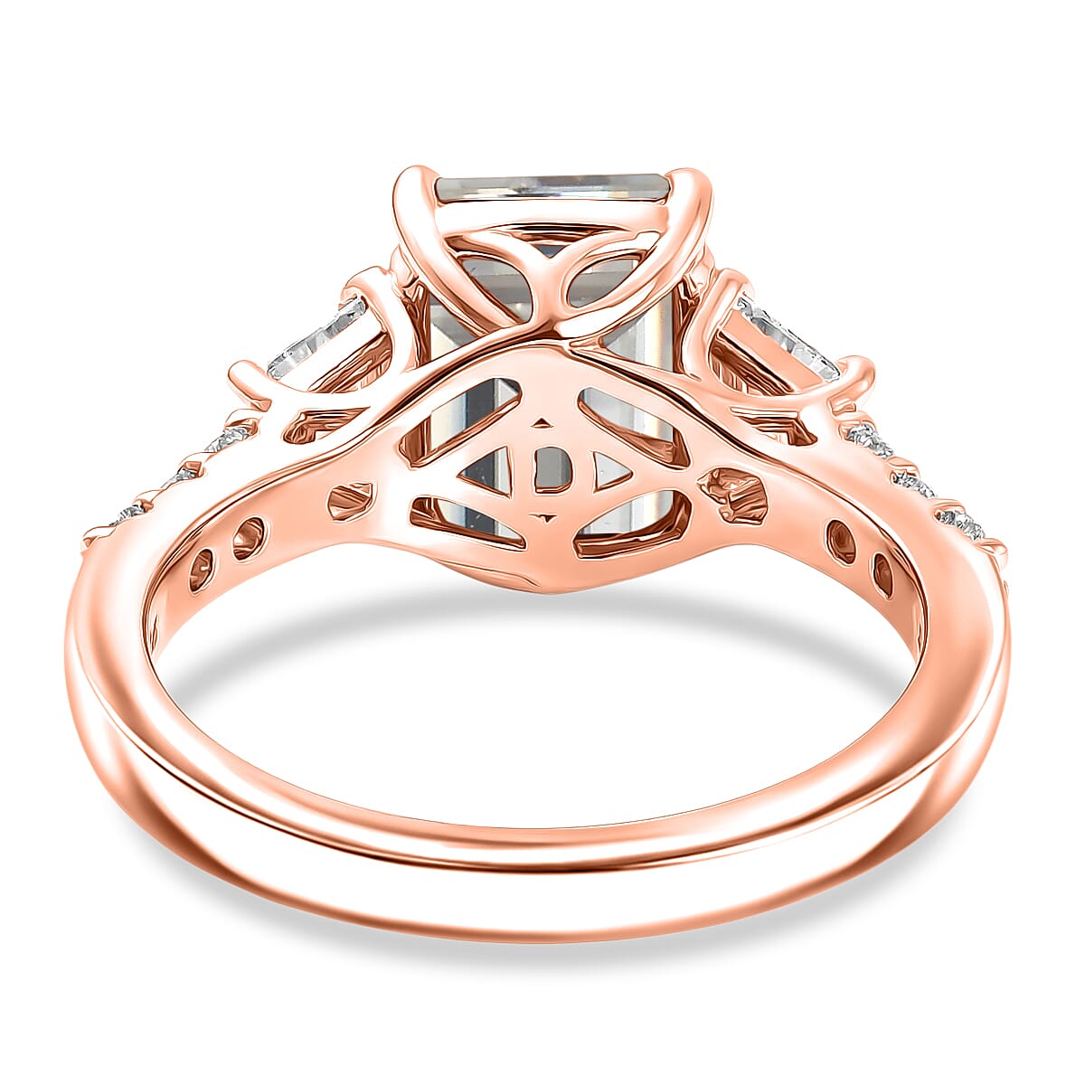 D'Joy Moissanite 2.85 ctw Ring in 18K Vermeil Rose Gold Over Sterling Silver (Size 4.0) image number 4