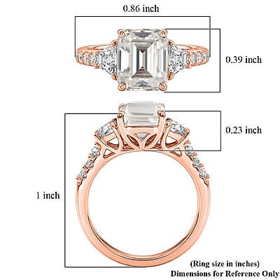 D'Joy Moissanite 2.85 ctw Ring in 18K Vermeil Rose Gold Over Sterling Silver (Size 4.0)