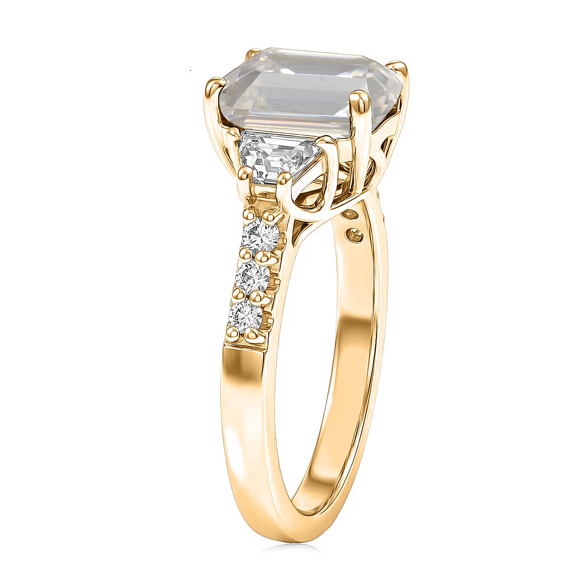 D'Joy Moissanite 2.85 ctw Ring in 18K Vermeil Yellow Gold Over Sterling Silver (Size 5.5) image number 3