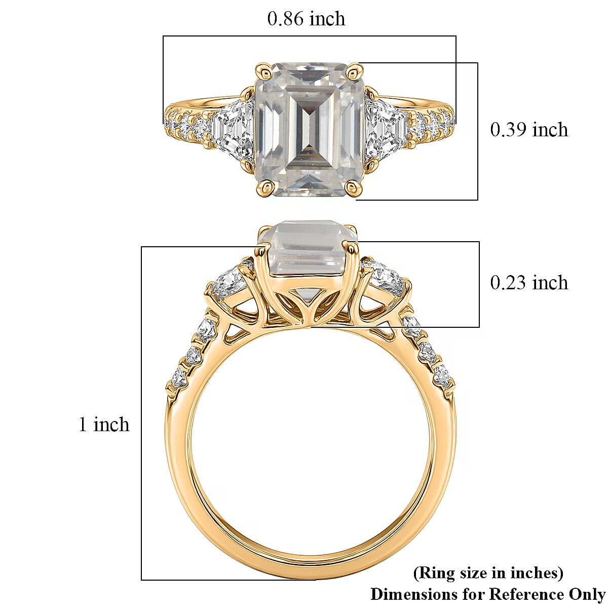 D'Joy Moissanite 2.85 ctw Ring in 18K Vermeil Yellow Gold Over Sterling Silver (Size 7.0) image number 5