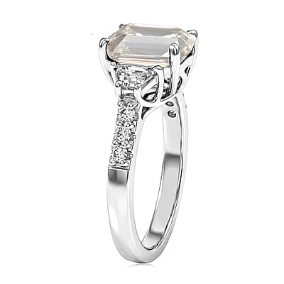 D'Joy Moissanite 2.85 ctw Ring in Rhodium Over Sterling Silver (Size 10.0)