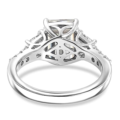 D'Joy Moissanite 2.85 ctw Ring in Rhodium Over Sterling Silver (Size 10.0)
