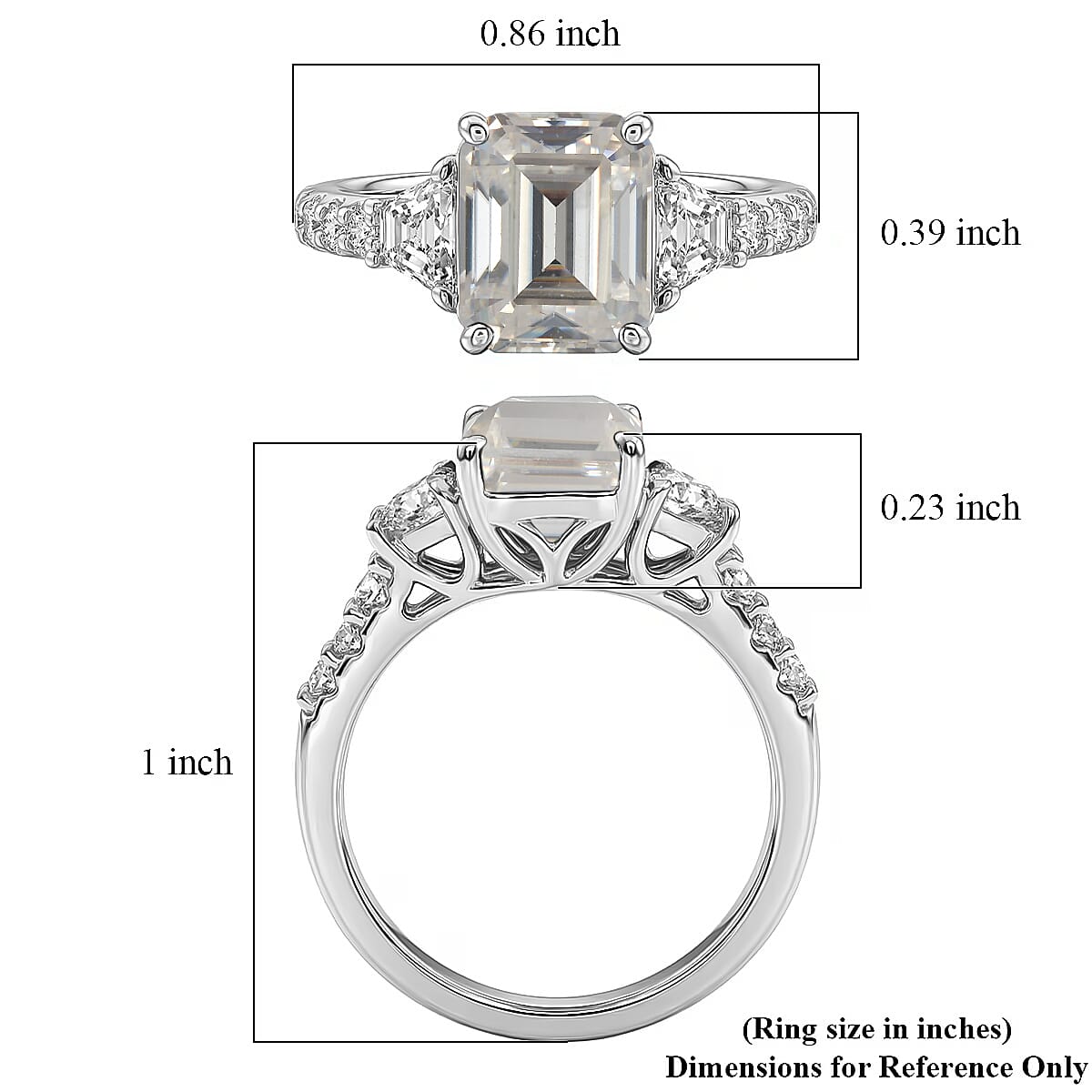 D'Joy Moissanite 2.85 ctw Ring in Rhodium Over Sterling Silver (Size 10.0) image number 5