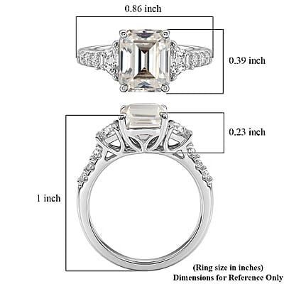D'Joy Moissanite 2.85 ctw Ring in Rhodium Over Sterling Silver (Size 10.0)