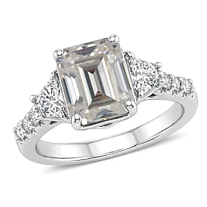 D'Joy Moissanite 2.85 ctw Ring in Rhodium Over Sterling Silver (Size 11.5)