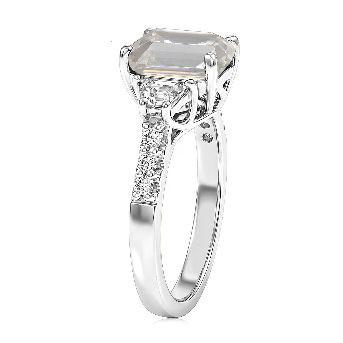 D'Joy Moissanite 2.85 ctw Ring in Rhodium Over Sterling Silver (Size 12.0) image number 3