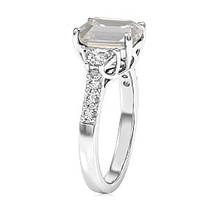 D'Joy Moissanite 2.85 ctw Ring in Rhodium Over Sterling Silver (Size 6.5)