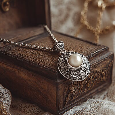 D'Joy Bali Legacy South Sea Golden Pearl Nature Pendant without Chain in Sterling Silver