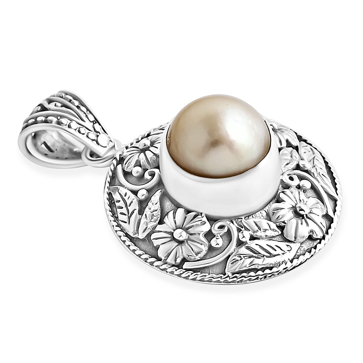 D'Joy Bali Legacy South Sea Golden Pearl Nature Pendant without Chain in Sterling Silver