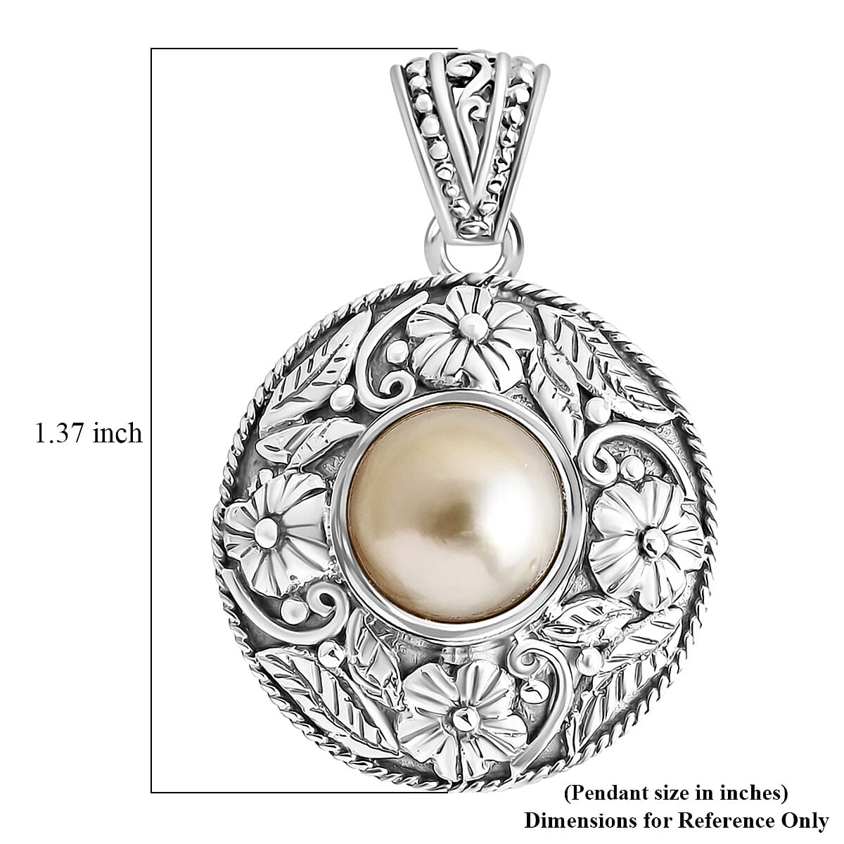 D'Joy Bali Legacy South Sea Golden Pearl Nature Pendant without Chain in Sterling Silver