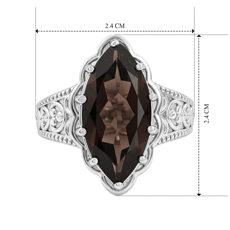 EverTrue Brazilian Smoky Quartz (Triplet) 6.20 ctw Solitaire Ring in Stainless Steel (Size 10.0)