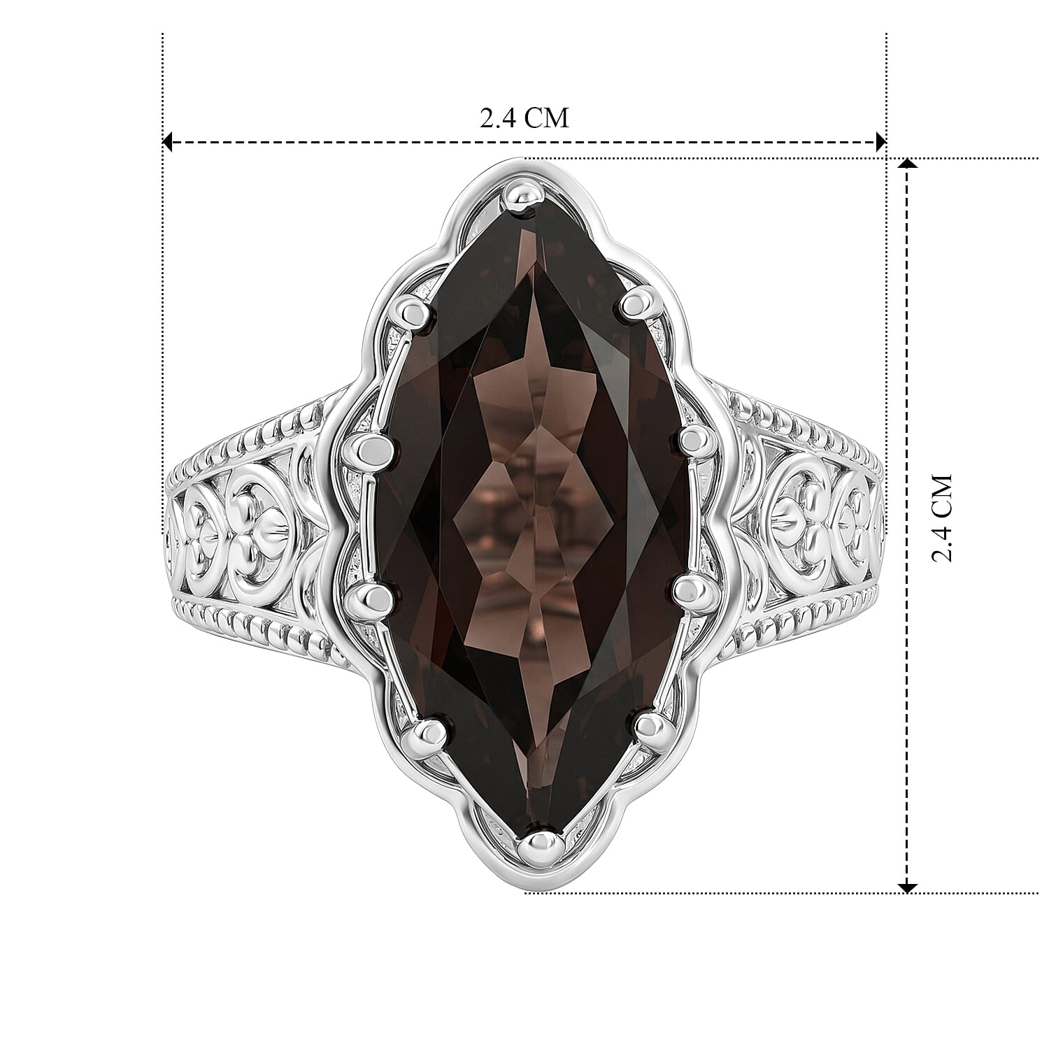 EverTrue Brazilian Smoky Quartz (Triplet) 6.20 ctw Solitaire Ring in Stainless Steel (Size 6.0)
