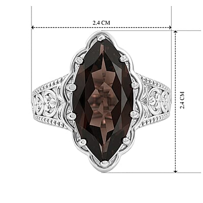 EverTrue Brazilian Smoky Quartz (Triplet) 6.20 ctw Solitaire Ring in Stainless Steel (Size 6.0)