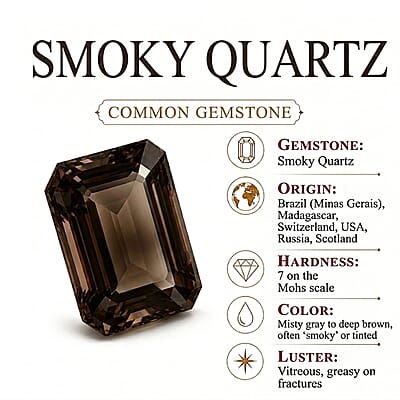 EverTrue Brazilian Smoky Quartz (Triplet) 6.20 ctw Solitaire Ring in Stainless Steel (Size 6.0)