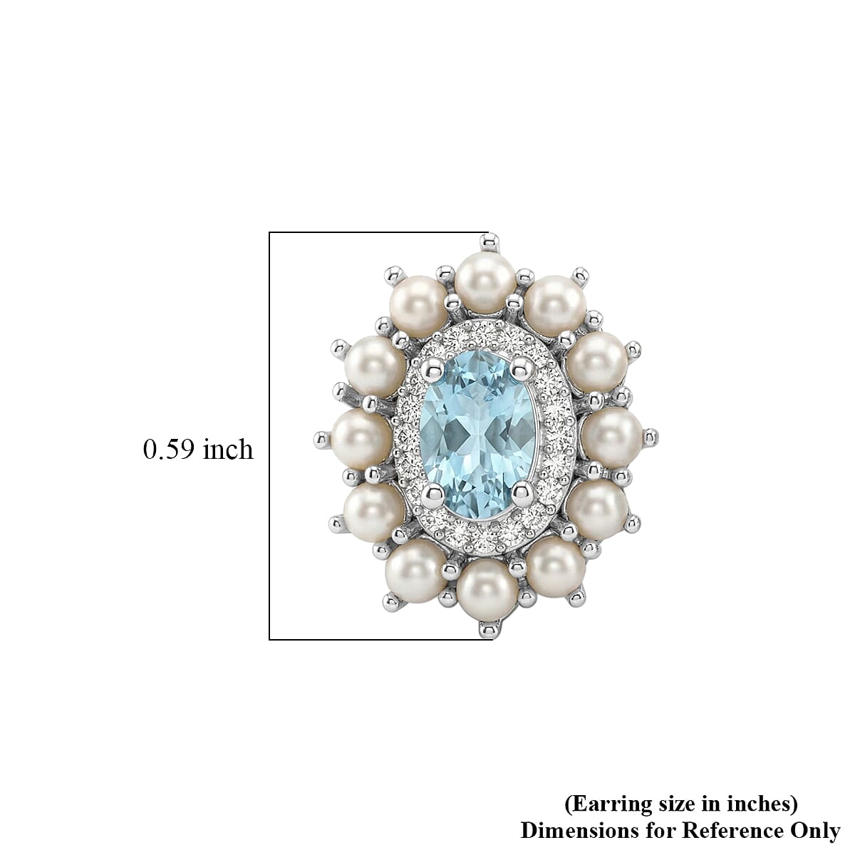 D'Joy Premium Cambodian Blue Zircon and Multi Gemstone 1.60 ctw Pearl Treasure Earrings in Rhodium Over Sterling Silver image number 4
