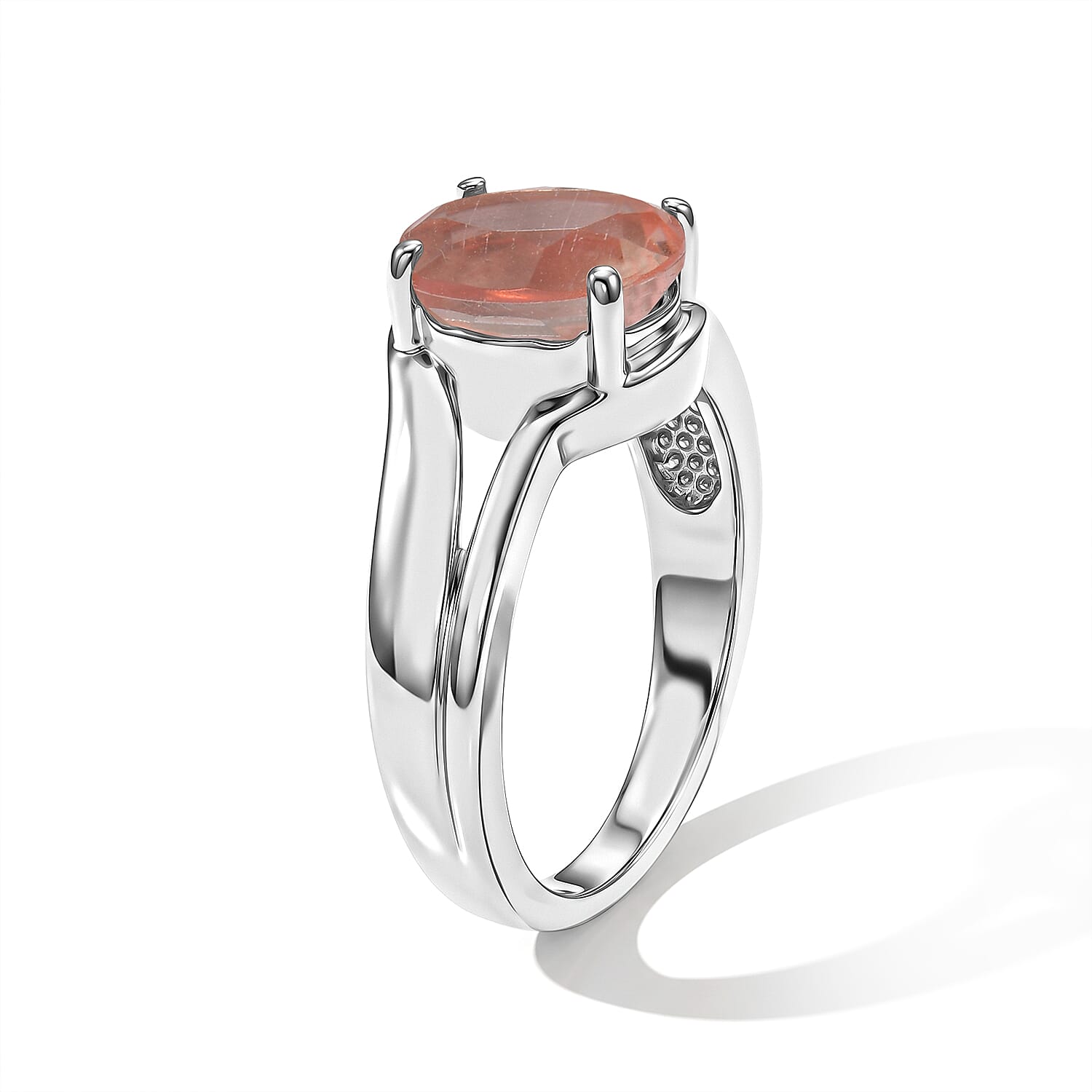 EverTrue Morganite Quartz (Triplet) 2.90 ctw Solitaire Ring in Stainless Steel (Size 6.0)