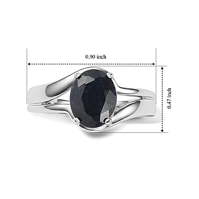 EverTrue Midnight Sapphire 3.10 ctw Solitaire Ring in Stainless Steel (Size 8.0)