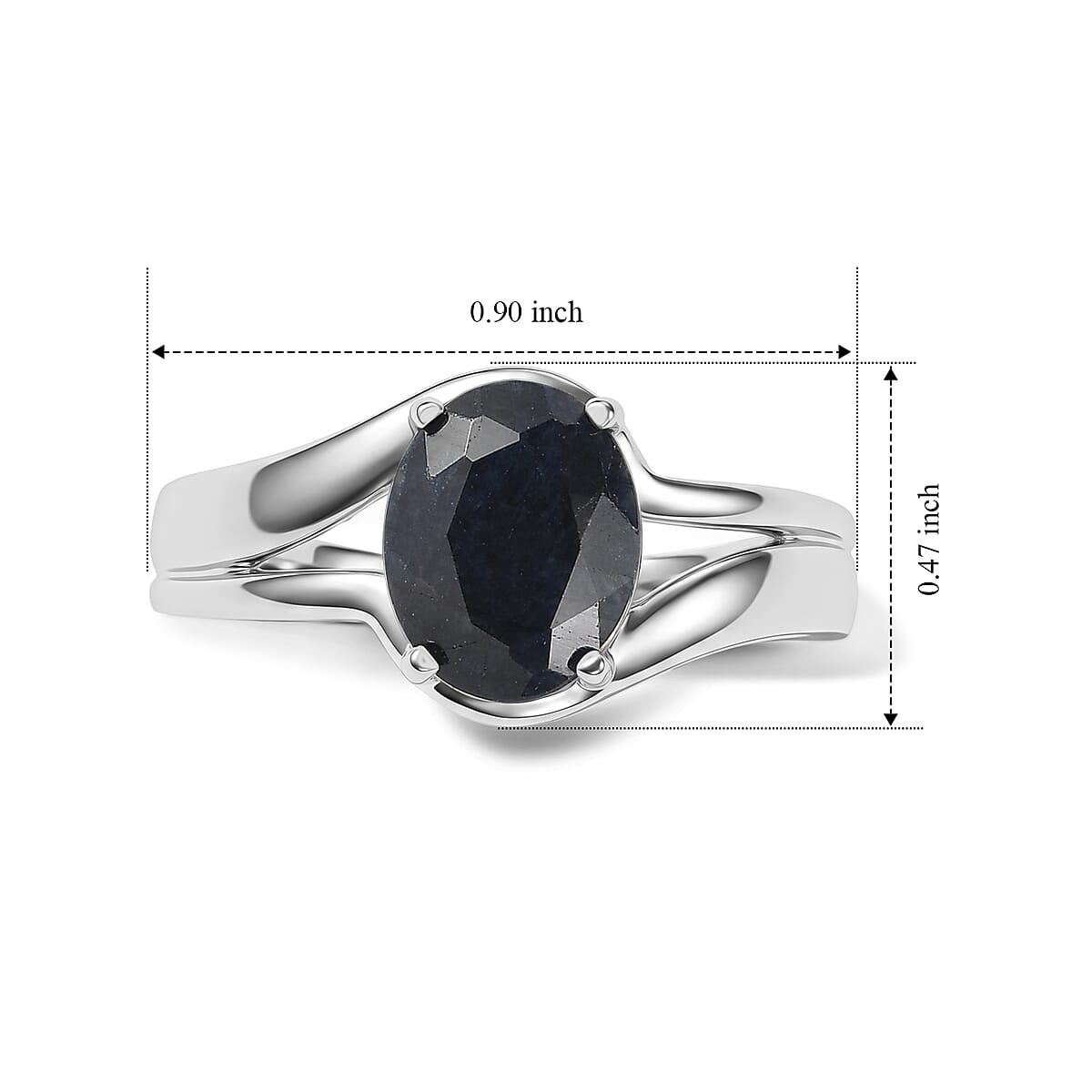 EverTrue Midnight Sapphire 3.10 ctw Solitaire Ring in Stainless Steel (Size 9) image number 4