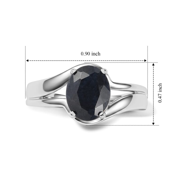 EverTrue Midnight Sapphire 3.10 ctw Solitaire Ring in Stainless Steel (Size 9)