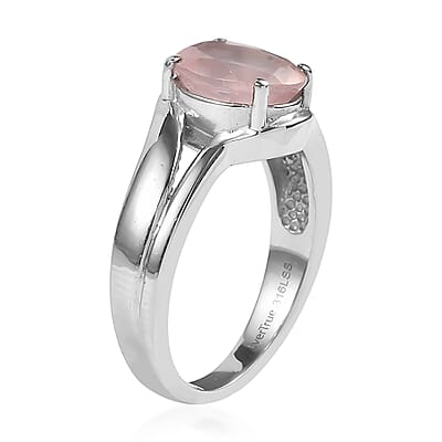 EverTrue Rose Quartz 2.30 ctw Ring in Stainless Steel (Size 10.0)