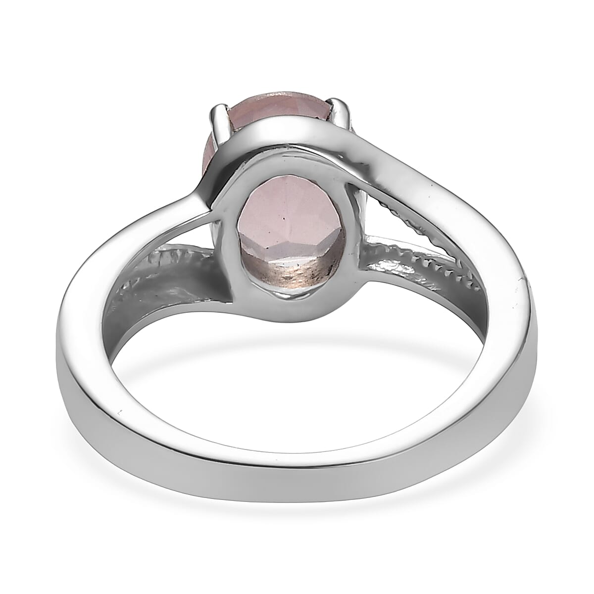 EverTrue Rose Quartz 2.30 ctw Ring in Stainless Steel (Size 10.0)