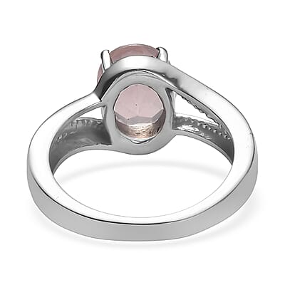 EverTrue Rose Quartz 2.30 ctw Ring in Stainless Steel (Size 10.0)