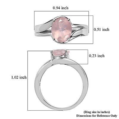 EverTrue Rose Quartz 2.30 ctw Ring in Stainless Steel (Size 10.0)