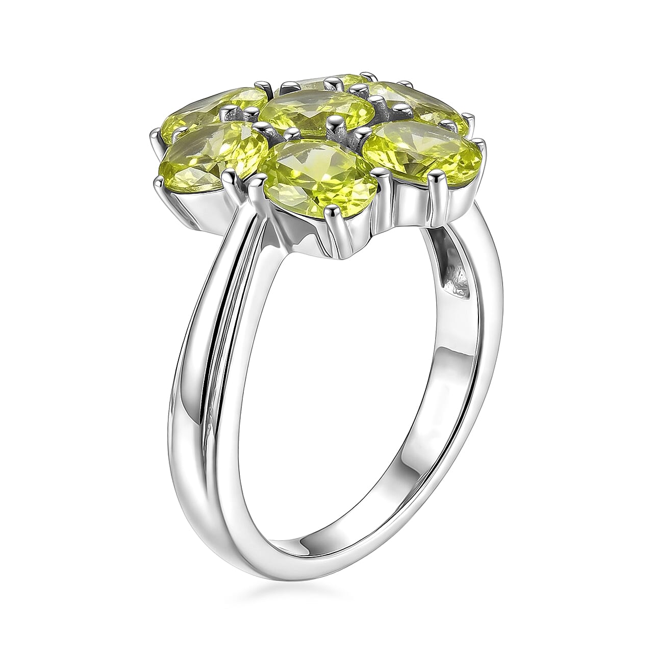 EverTrue Simulated Lime Diamond Ring in Stainless Steel (Size 7.0)