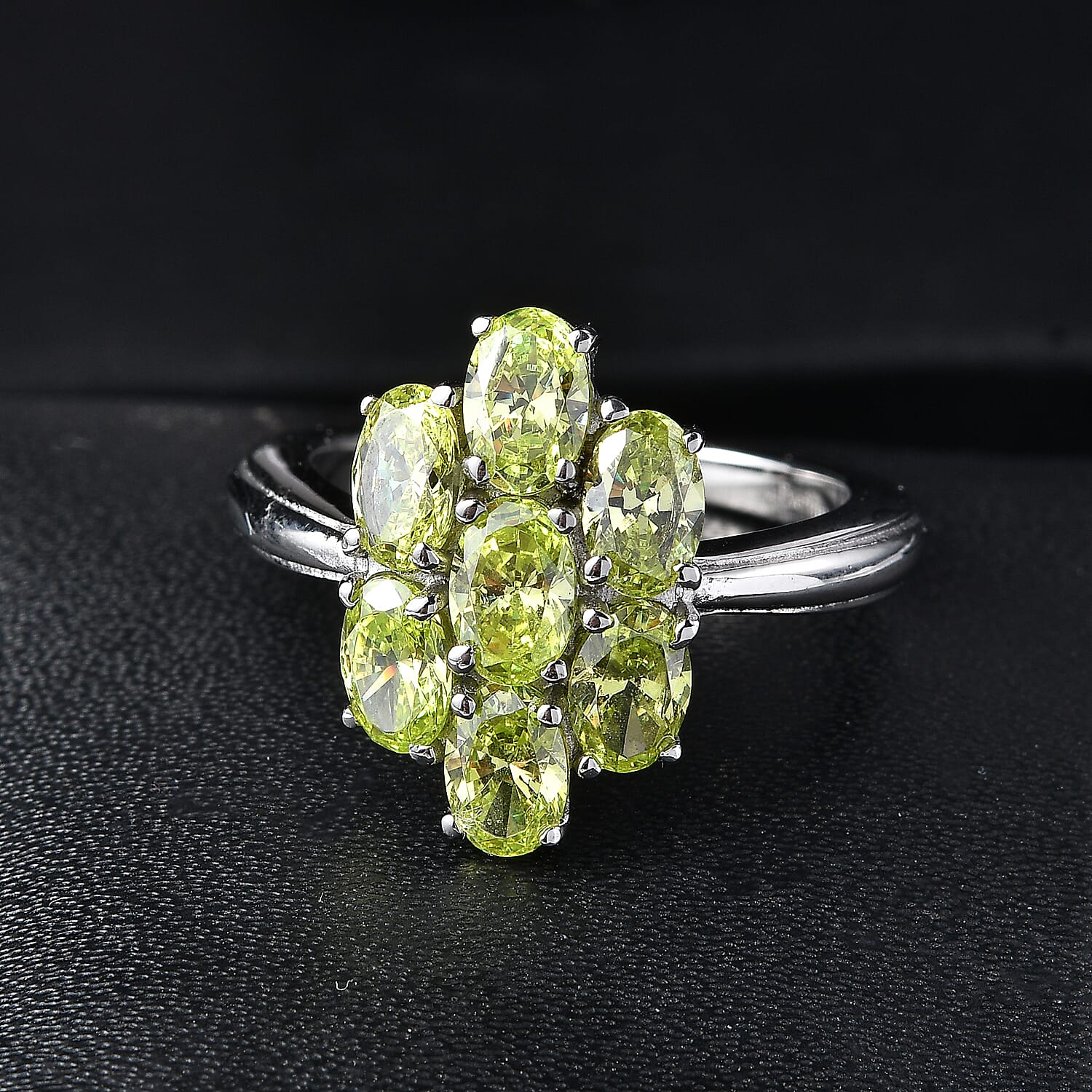 EverTrue Simulated Lime Diamond Ring in Stainless Steel (Size 9.0)