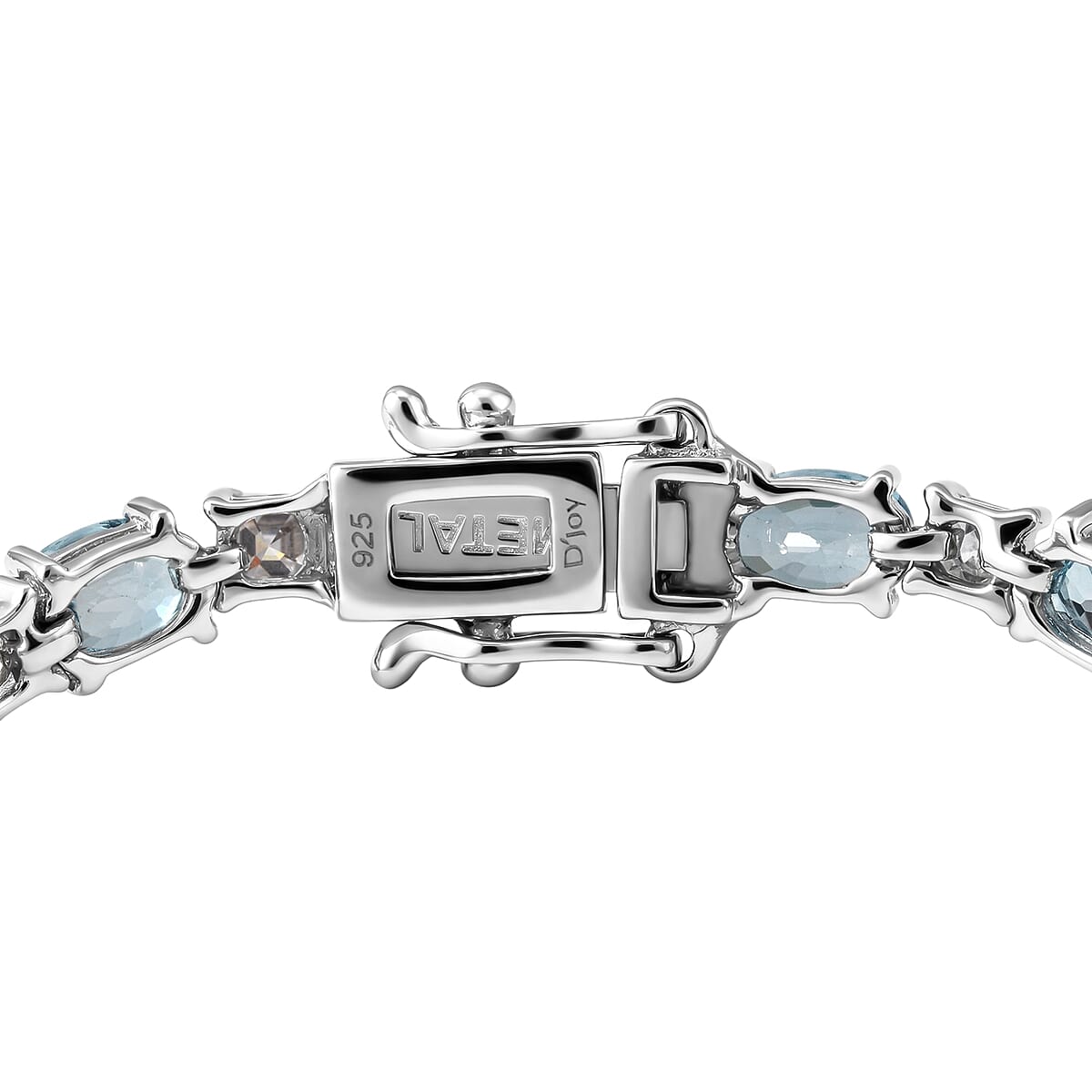 D'Joy Premium Cambodian Blue Zircon and Asscher Cut Moissanite 14.10 ctw Midnight Ocean Sparkle Bracelet in Rhodium Over Sterling Silver (6.50 In) image number 3