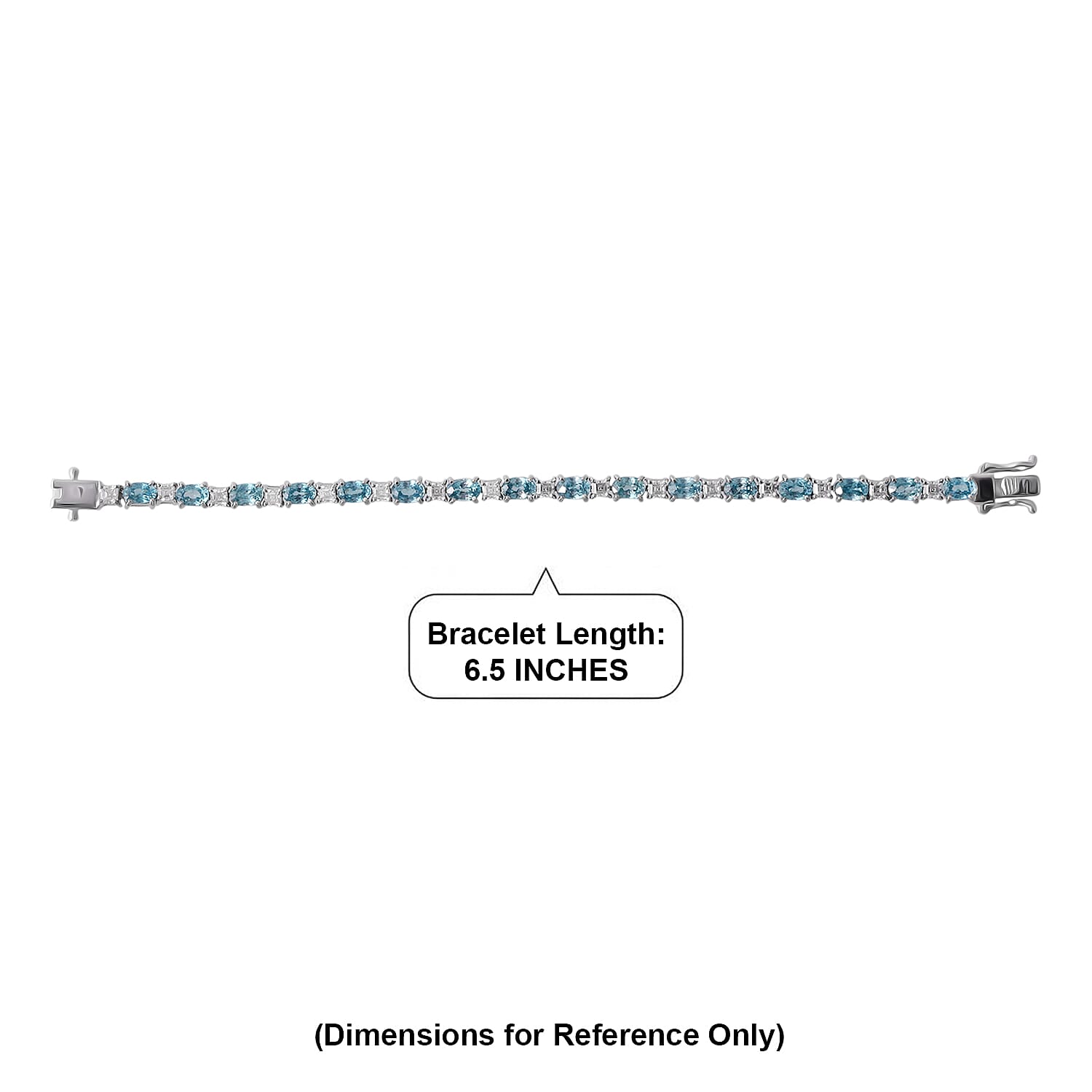 D'Joy Premium Cambodian Blue Zircon and Asscher Cut Moissanite 14.10 ctw Midnight Ocean Sparkle Bracelet in Rhodium Over Sterling Silver (6.50 In)