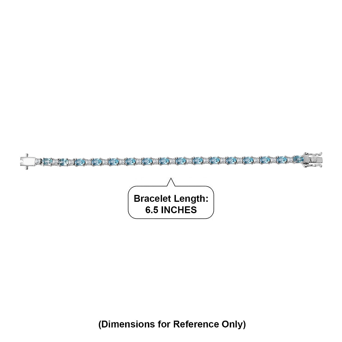 D'Joy Premium Cambodian Blue Zircon and Asscher Cut Moissanite 14.10 ctw Midnight Ocean Sparkle Bracelet in Rhodium Over Sterling Silver (6.50 In) image number 4