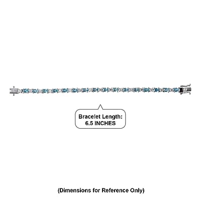 D'Joy Premium Cambodian Blue Zircon and Asscher Cut Moissanite 14.10 ctw Midnight Ocean Sparkle Bracelet in Rhodium Over Sterling Silver (6.50 In)