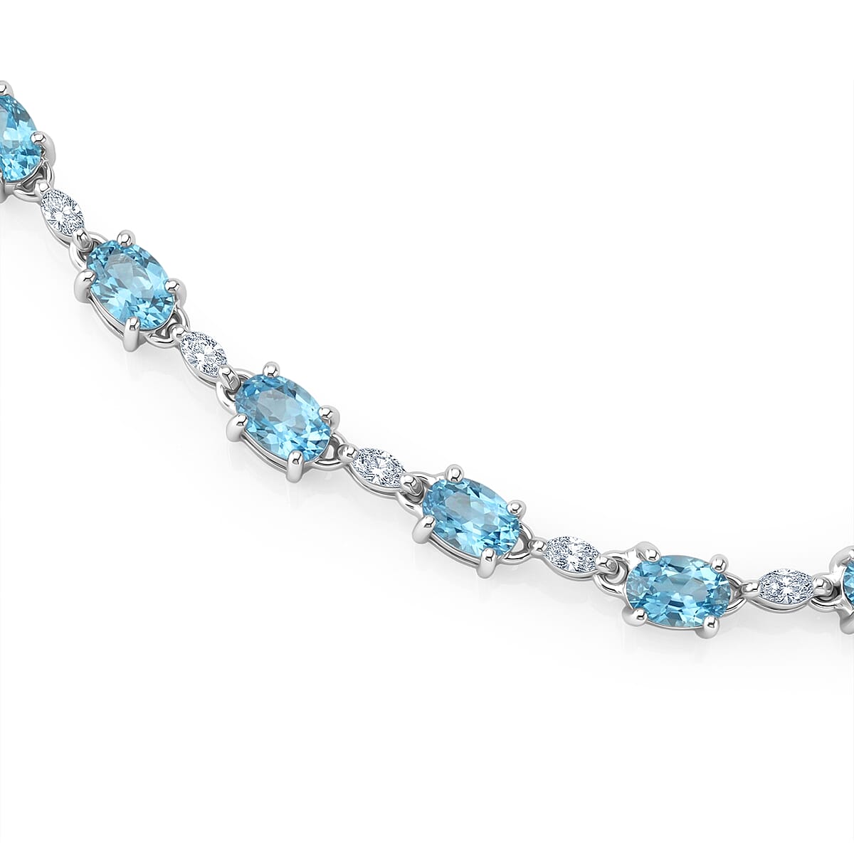 D'Joy Premium Cambodian Blue Zircon and Moissanite 13.50 ctw Midnight Ocean Sparkle Necklace in Rhodium Over Sterling Silver (18 Inches) image number 3