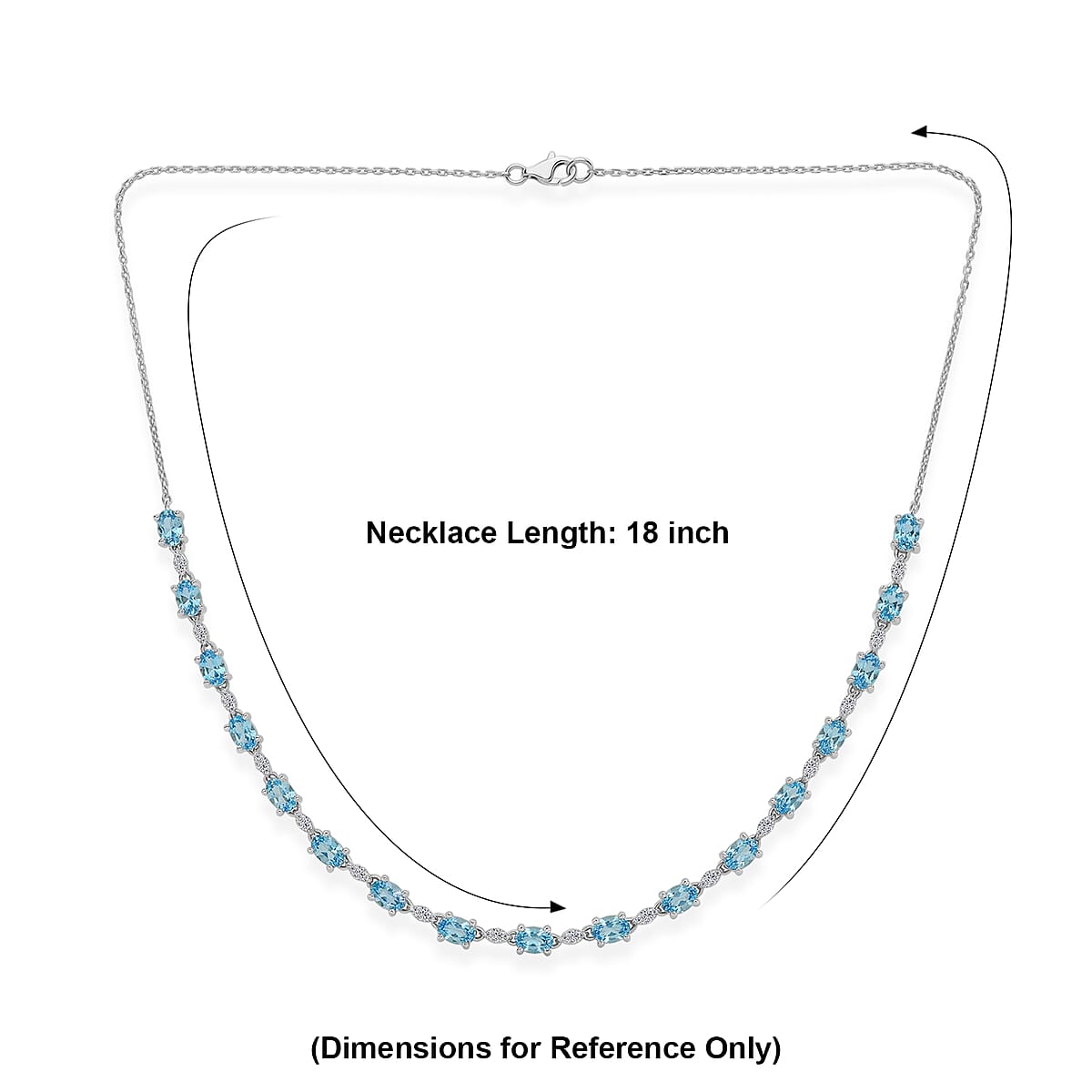 D'Joy Premium Cambodian Blue Zircon and Moissanite 13.50 ctw Midnight Ocean Sparkle Necklace in Rhodium Over Sterling Silver (18 Inches) image number 5