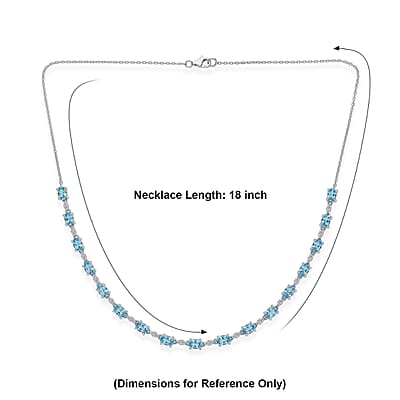 D'Joy Premium Cambodian Blue Zircon and Moissanite 13.50 ctw Midnight Ocean Sparkle Necklace in Rhodium Over Sterling Silver (18 Inches)
