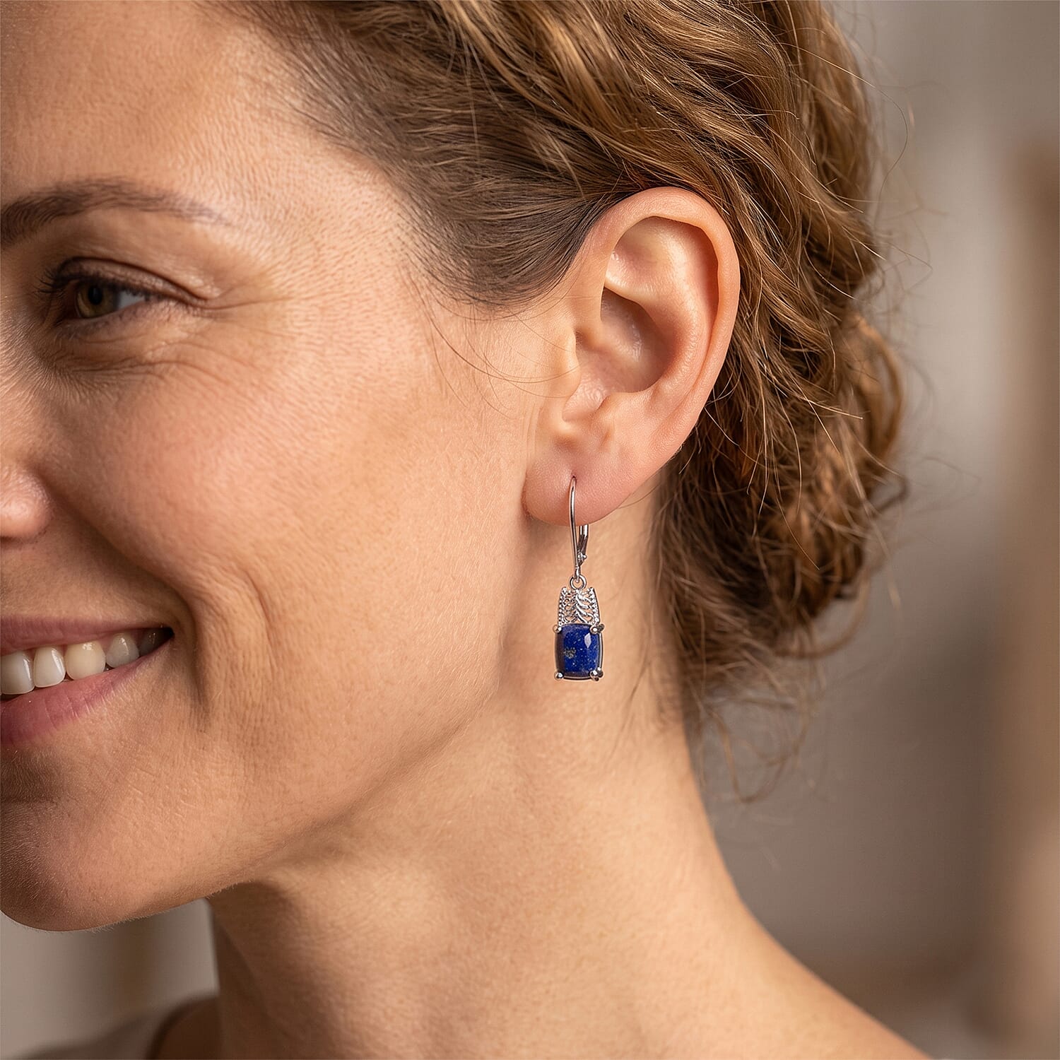 EverTrue Lapis Lazuli 16.65 ctw Earrings in Platinum Over Copper